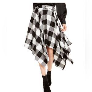 Bar III Buffalo Check Handkerchief-Hem Skirt - XXS